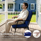 22x22 Inch Patio Chair Cushions Set of 2, Outdoor Furniture Cushions - Removable Cover, Water-Repellent, Fade-Resistant, Non-Slip Bottom & Straps, Replacement for Lawn, Porch & Deck Chair - Navy