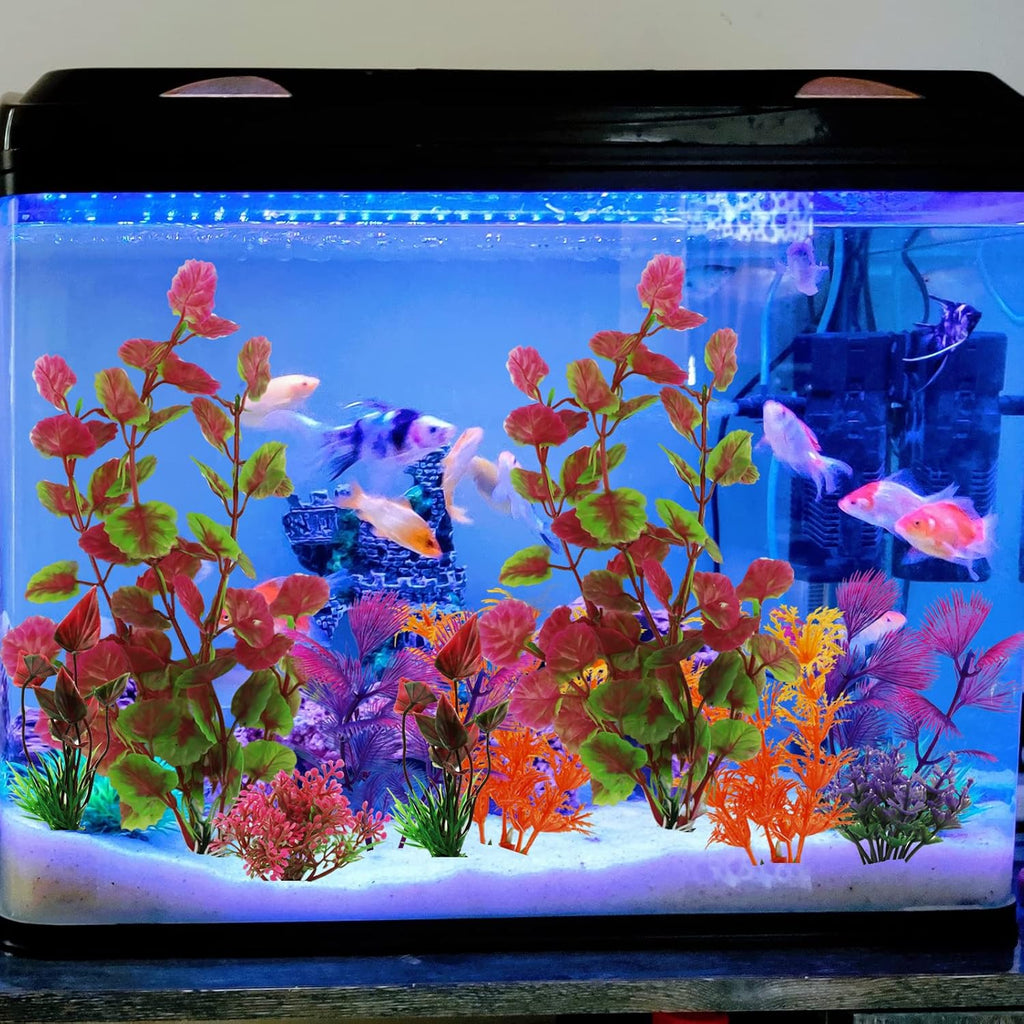 Aquarium Decorations Plants, 10pcs Aquarium Decor Colorful Plants, Fish Tank Accessories, Fish Tank Plant Plastic Decoration for Aquariums