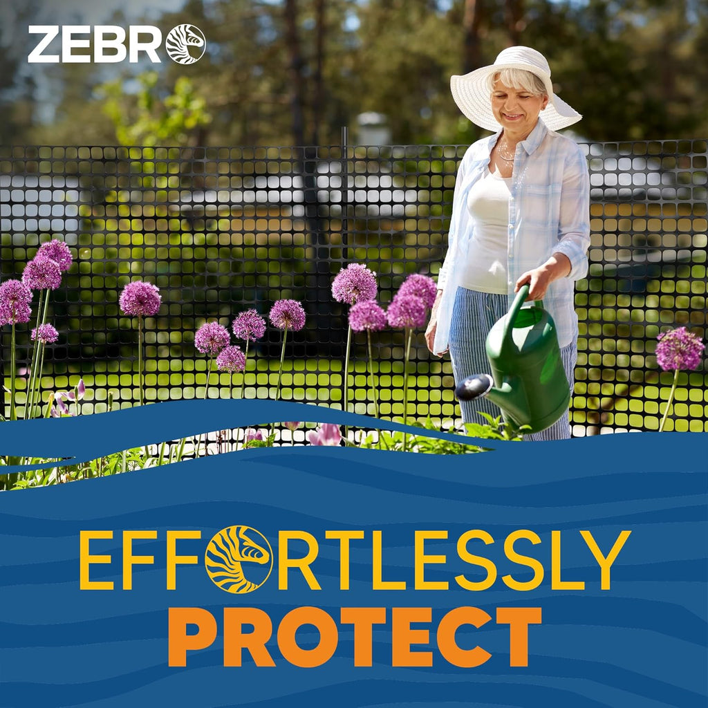 ZEBRO 4' x 100' Black Plastic Garden Fence Roll – Standard Duty Safety Netting for Snow, Poultry, Deer, Dogs – Reusable Outdoor Barrier for Yard, Landscaping, Animal Protection