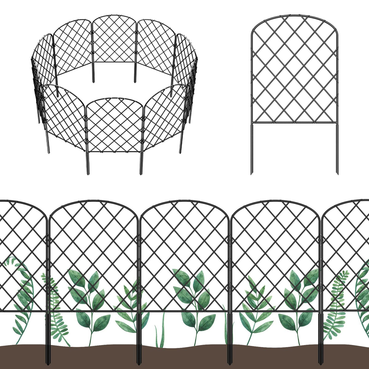 OUSHENG 10 Pack Decorative Garden Fence, Total 10ft(L) x 24in(H)