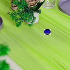 MDS 15 Pack 10ft Chiffon Table Runner 29 x 120 Inches Sheer Wedding Runner Romantic Rustic Table Runner for Wedding Decorations, Birthday Parties, Bridal Shower Party Arch Decor - Parrot Green