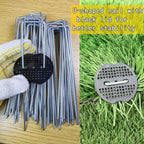 200Pcs Landscape Staples with 200 Gasket with 1Pick Hook, 6 Inch Heavy Duty Garden Stakes 11 Gauge U Shaped Galvanized Lawn Pins for Weed Barrier Fabric