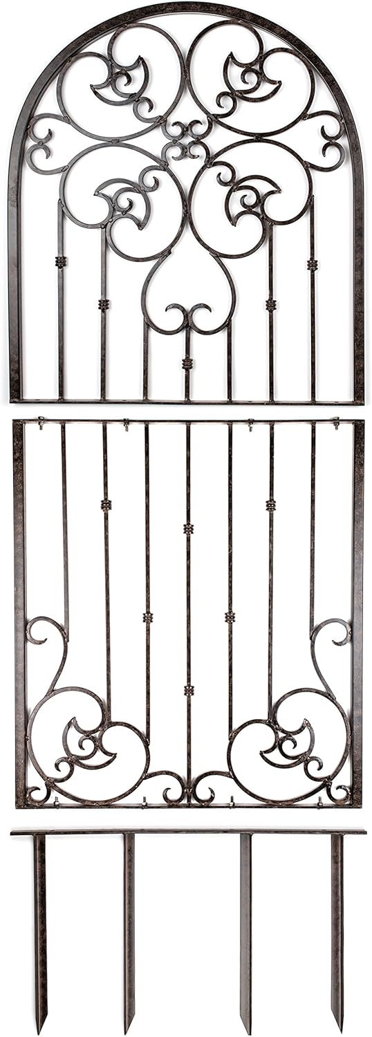 H Potter Garden Trellis for Climbing Plants Metal Wrought Iron Outdoor Wall Panel for Vines Flowers