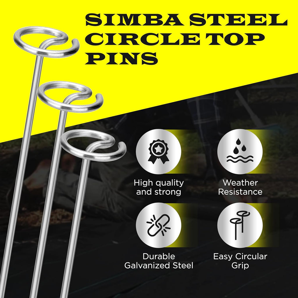 8 Gauge Circle Top Lanscape Pins - 45 Pack x 6 Inch Galvanised, Heavy Duty, Not Easy to Bend, Garden Stakes for Tarps, Lawn Turf, Weed Mats, More Holding Power (45 Pins)