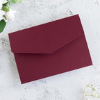 20 PCS Burgundy Tri-fold Laser Cut Wedding Invitation Pockets for 5x7 Wedding Cards Bridal Shower Engagement Quinceanera Invitation