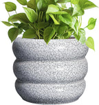 SQOWL Ceramic Pots for Plants - 8 Inch Plant Pot with Drainage Hole, Round Planter for Indoor Plants, Ceramic Flower Pots Outdoor, Modern Planter, Room Decor, Gifts for Plant Lover, Black and White