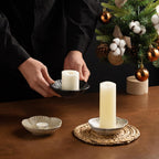 Ceramic Pillar Candle Holder, Incense & Tealight Tray, Black | Ceramic pillar candle holder for tealights, incense, and palo santo. Easy to clean. Ideal for home decor and aromatherapy.