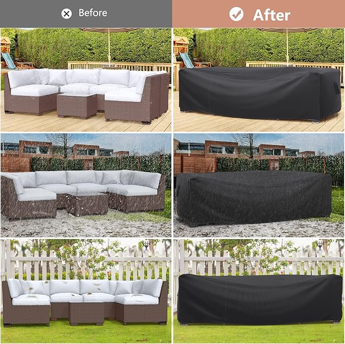 Patio Furniture Set Cover Waterproof, Mrrihand Outdoor Sectional Sofa Set Cover Heavy Duty 600D Table and Chair Set Cover 78" L× 62" W× 30" H