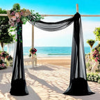 MDS Halloween Chiffon Draping Fabric - 2 Panel, 30" Wide x 30ft Long - Sheer Spooky Arbor & Canopy Drapery for Haunted House Backdrops, Party Ceilings, DIY Costumes & Themed Events - Black