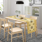 Honey Bee Table Runner, Farmhouse Yellow Sunflower Retro Summer Linen Tables Runners for Kitchen Dining Table Home Party Decor, 13x36inch