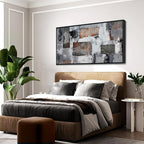 Framed Abstract Canvas Wall Art, Large Modern Artwork - Ideal for Living Room, Bedroom, Office Decor - Gray and Black Aesthetic Room Wall Decorations 24×48IN