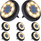Flacchi Solar Ground Lights - Solar Powered Lights Outdoor Solar Disk Light Waterproof Landscape Light for Patio Yard Pathway Walkway Driveway (Warm White, 8 Pack)