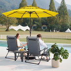 JEAREY 9FT 3 Tier Patio Umbrella Outdoor Market Umbrella Table Umbrellas with 8 Ribs 1.5 Pole Push Button Tilt and Crank UV Protection for Garden,Backyard,Yellow