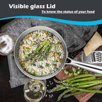 E-far 3-Quart Saucepan, Tri-Ply Stainless Steel Sauce Pan with Glass Lid, Small Cooking Induction Pot Compatible with All Cooktops, Non Toxic, Oven & Dishwasher Safe
