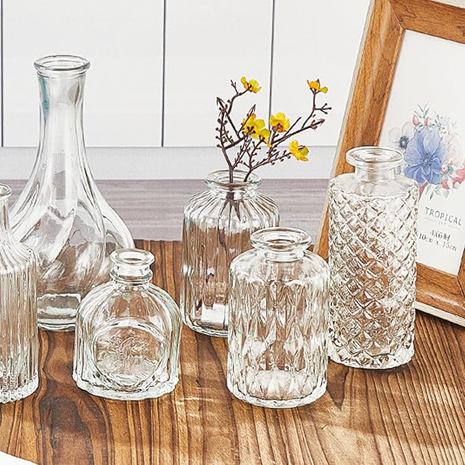 20 Pcs Prismatic Flower Bud Vases, Loose Transparent Flower Bud Vases, Small Vases, Decorative Vases, Family Wedding Table Decorations