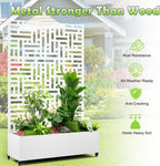 15.7"×70.9"×47.2" Metal Raised Garden Bed with Trellis and Wheels - Tall Trellis Planter Box for Climbing Plants, Vegetables & Vines - Outdoor Privacy Planters for Patio (White-Helen)