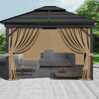 Gazebo Privacy Curtains 12' x 14' with Zipper 4-Panels Side Wall Universal Replacement for Patio, Outdoor Canopy, Garden and Backyard (Curtain Only)