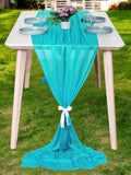 MDS 15 Pack 10ft Chiffon Table Runner 29 x 120 Inches Sheer Wedding Runner Romantic Rustic Table Runner for Wedding Decorations, Birthday Parties, Bridal Shower Party Arch Decor - Peacock Blue
