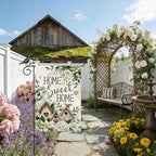GEEORY Home Sweet Home Garden Flag 12x18 Inch, Hydrangea Eucalyptus Double Sided Spring Summer Decor, Farmhouse Rustic Outdoor Floral Flag Outside Yard Lawn Decoration