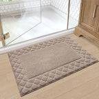 LUMI Bathroom Rugs, Ultra Soft Absorbent Bath Mat for Shower, Non Slip Washable Bath Rugs with Rubber Backing, Microfiber Plush Quick Dry Floor Mat for Bathtub, Floor, Brown, 17x30