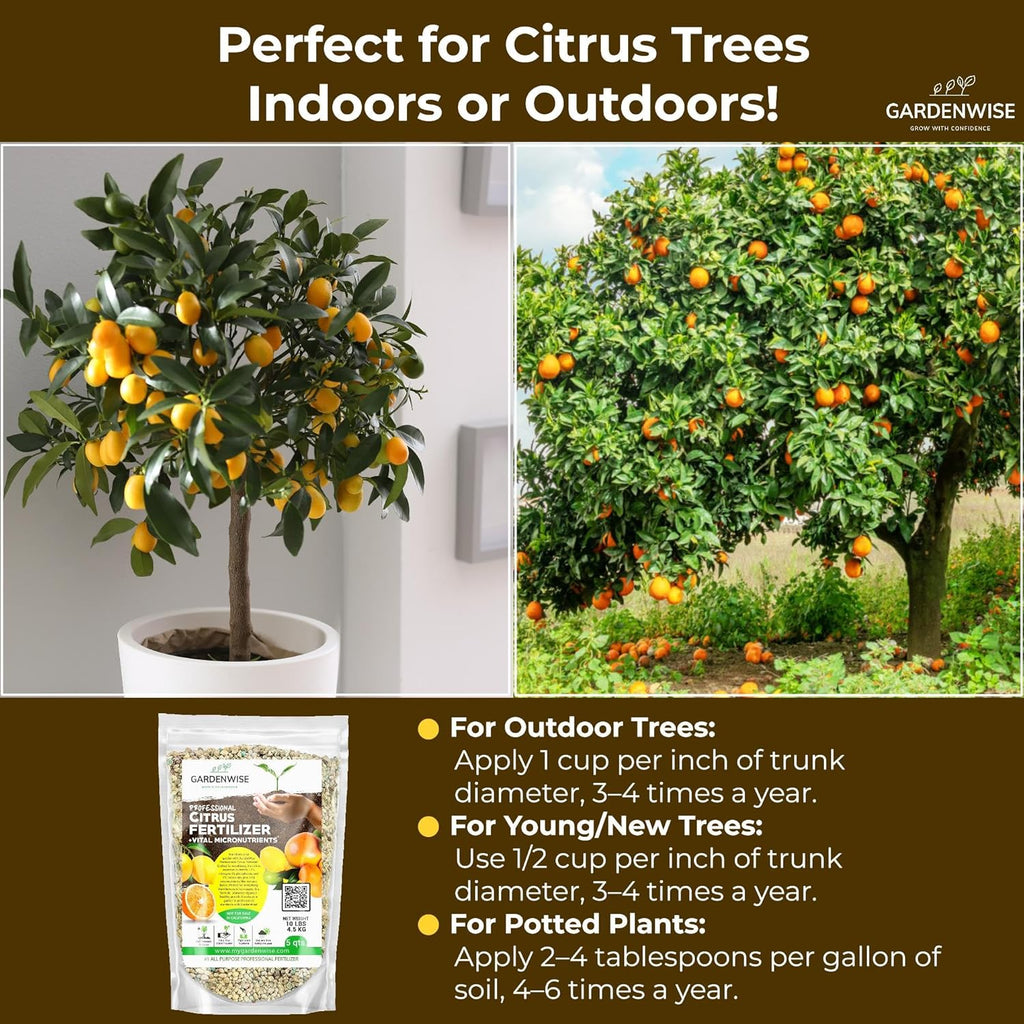 Professional Citrus Fertilizer + Vital Micronutrients; Perfect Balanced NPK for All Citrus; for Indoor and Outdoor Plants; Orange, Lime, Avocado and Lemon Tree Fertilizer (1 Quart)