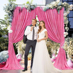 10 x 7 Feet Pink B Backdrop Curtain for Partie, Background Curtains for Photoshoot, Birthday, Wedding, Halloween, Thanksgiving, Christmas Day, New Year Party Decorations 5Ft x 7Ft, 2 Panels