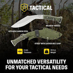 Condor Tool & Knife K-tact Kukri Knife - 1075 High Carbon Steel - Gardening Machete - Micarta Handle - Kydex with Leather Belt Loop Sheath - 6mm Thick - 10in Blade - 32.4oz