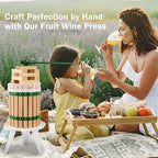 CAELUM Fruit Wine Press, 4.75 Gallon Wood Fruit and Cider Press Squeezer With T-Handle, Juice Maker, Wine Making Press Squeezer for Outdoor, Kitchen（Green）