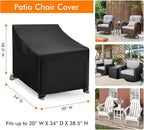 WLEAFJ Adirondack Chair Covers - Waterproof Heavy Duty, Patio Rocking Chair Covers for Outdoor Furniture, Black - 2 Pack - 32" W x 34" D x 36" H