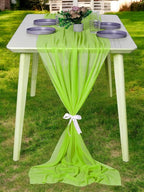 MDS Halloween Chiffon Table Runner - 20 Pack, 29 x 170 Inches, 14ft Each - Sheer Spooky Table Runners for Haunted House Parties, Trick-or-Treat Tables, Witchy Décor, Wedding & Events - Parrot Green