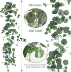 3 Strands Begonia Artificial Vines, 67" Silk Vine Garland with Green Leaves, Fake Hanging Plants Greenery Decor for Home, Bedroom, Wall, Party, Wedding Decoration