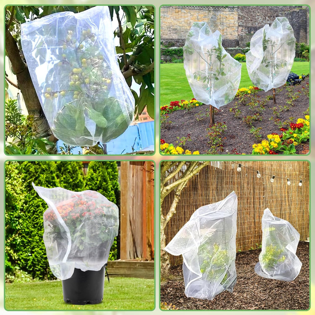 Fruit Tree netting, Blueberry Bush Netting Cover for Garden Protection, 4Pcs 5.3x5.3 FT Garden Plant Netting Pest Barrier for Raised Beds for Strawberry, Tomato, Bug Mesh Net from Bird, Cicadas