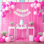 20x10 Hot Pink Tulle Backdrop Curtains for Parties, Sheer Backdrop Curtain Wedding Photo Background Drapes for Baby Shower Photography Birthday Party