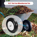 (2-Pack) Fits 4.80/4.00-8, 3.50/2.50-8, 4.00-6, 4.00-8 Wheelbarrow Wheels,14.5" Wheelbarrow Flat Free Tire, with 3/4" & 5/8" Bearing,3" Hub for Garden Cart Trolley Wagon Lawn Mower