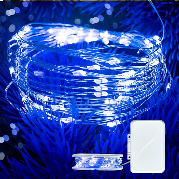 16Ft 50 LED Blue Fairy Lights Mini String Lights Waterproof for Mason Jars Halloween Christmas Parties Wedding Table Centerpieces Decoration