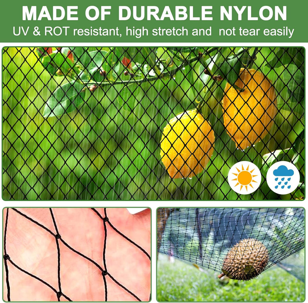 Bird Netting - 100’ x 100’ Poultry Netting with 1” Square Mesh for Chicken Coop, Bird Netting for Garden Protection, Heavy Duty Nylon Garden Mesh Netting for Fruit Tree Against Aviary, Deer, Squirrel