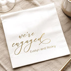 Luxury Personalized Engagement Napkins, We're Engaged, Custom Cocktail Napkins, Beverage Luncheon Cocktail Napkin For Reception, Napkin Decor for Engagement Party, Bridal Shower