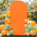 6.6FT Orange Arch Backdrop Cover - Polyester Fitted Wedding Arch Stand Covers Round Top Chiara Arch Backdrop Cover for Birthday Party Banquet Photo Background Decoration