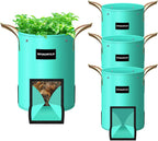 4 Pack 10 Gallon Potato Grow Bags,PE Garden Planter Bag with Breathable Screen Window Reinforced Handles for Potatoes Tomatoes Carrots Onions