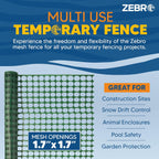 ZEBRO 4' x 100' Green Plastic Garden Fence Roll – Standard Duty Safety Netting for Snow, Poultry, Deer, Dogs – Reusable Outdoor Barrier for Yard, Landscaping, Animal Protection