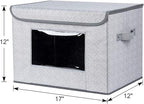 Univivi Fabric Foldable Storage Boxes [4-Pack] Large Collapsible Stackable Storage Bins with Lids, Closet Organizers and Storage Cube Basket for Home, Office, Bedroom (Gray, 17“ x 12” x 12")