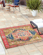 Unique Loom Outdoor Traditional Collection Area Rug - Limon (5' 3" Square Multi/Red)