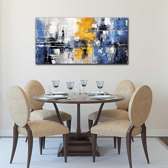ZHAOSHOP Blue Wall Art for Living Room - Abstract Wall Decor for Office - Modern Minimalist Wall Art for Bedroom Size 24" x 48"