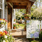 GEEORY Hello Spring Hydrangea Eucalyptus Garden Flag 12x18 Inch, Double Sided Spring Summer Decor, Farmhouse Rustic Outdoor Floral Flag Outside Yard Lawn Decoration