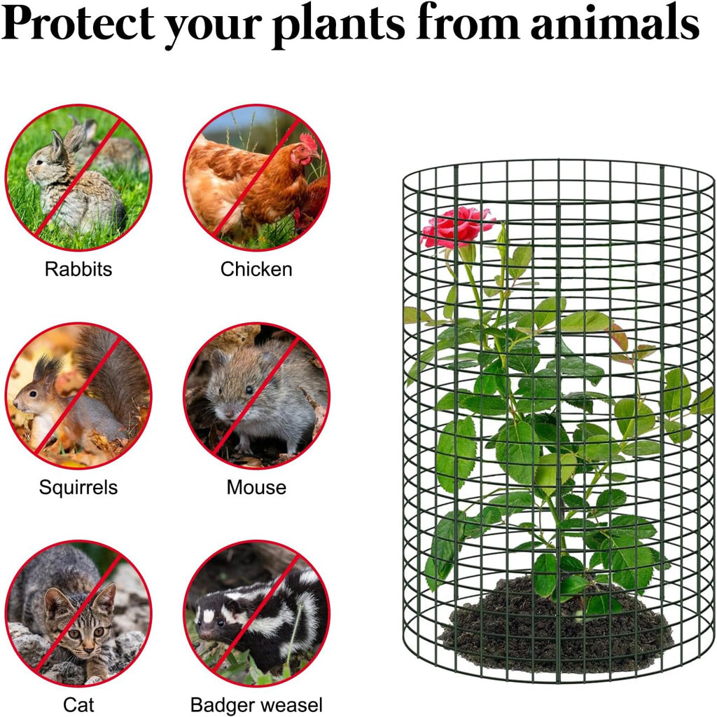 8 Pack 24'' x 12'' Large Wire Plant Protector from Animals, Metal Plant Wire Cage Chicken Wire Cloche with Ground Stakes , Labels and Nylon Tie to Keep Animals Out, Garden Protection Bunny Barricade