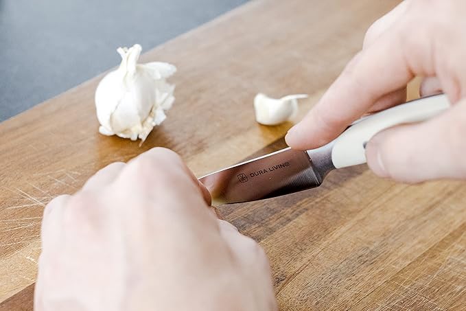 3.5-Inch Paring Knife – Ultra-Sharp German High Carbon Stainless Steel, Full Tang, Ergonomic Handle, Multipurpose Kitchen Knife for Chopping, Slicing, and Dicing, Cream