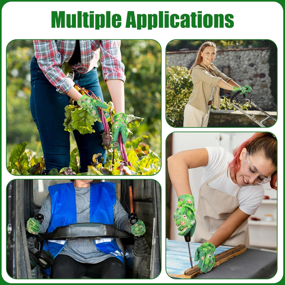HANDLANDY Women Safety Work Gloves Utility Touch Screen Working Grip Glove for Yardwork Gardening Breathable Mechanic Gloves