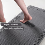 RESARE Waffle Bath Mat for Bathroom, Super Absorbent Bathroom Rugs Non Slip Machine Washable, Ultra Soft Quick Dry Boho Bath Rugs with Tassels for Floor, Upgraded Bordered Design, 24"x36" Dark Grey