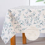 Mysky Home Rectangle Table Cloth 60x102 Inch - Spring Summer Floral Tablecloth, Waterproof Linen Fabric Oblong Table Cloth for Kitchen Dining Tablecloth for 4 Feet Table Blue, Small Blue Flower Design