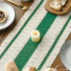 Artoid Mode Dark Green Farmhouse Woven Rustic Table Runner, Seasonal Holiday Hollow Kitchen Dining Table Decoration for Home Party Decor 12x108 Inch